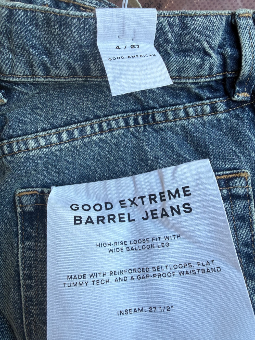 Good American Good Extreme Barrel Jeans in -NWT - Picture 5 of 6